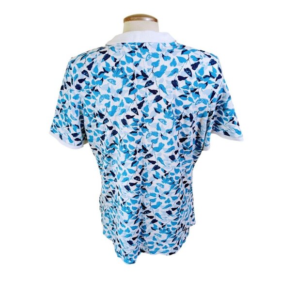 Northern Reflections Womans XL Polo Shirt Blue Leaf Print Short Sleeve Golf - Picture 3 of 6